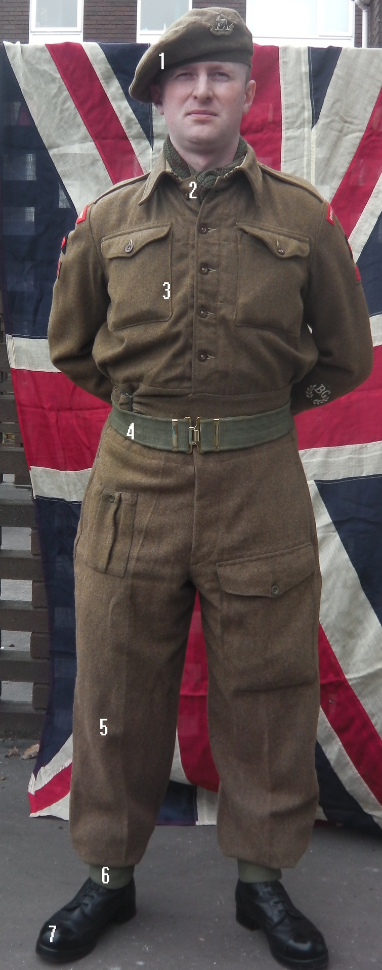 Re-enactor wearing 40-pattern battledress